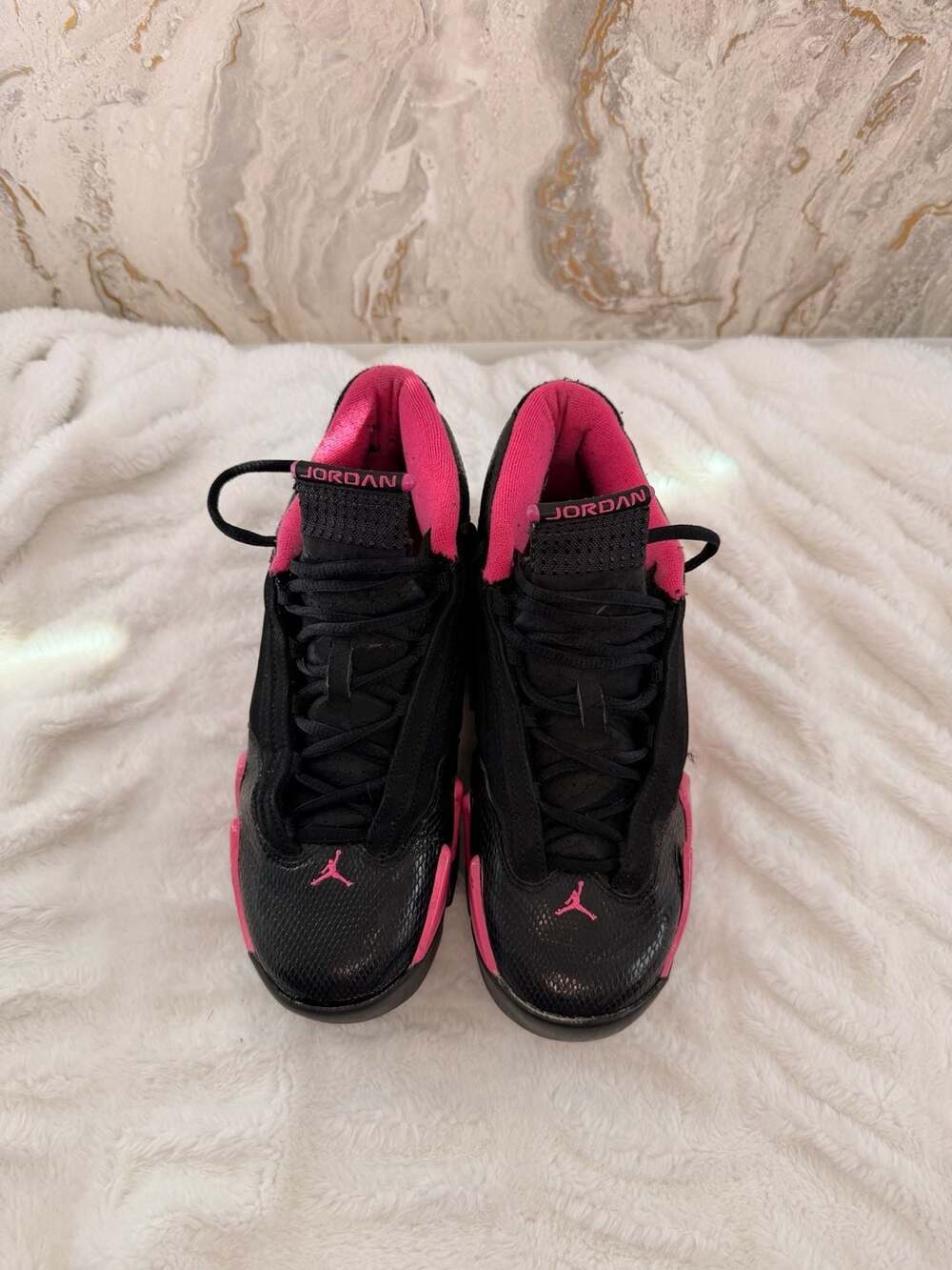 Air Jordan 14 Retro GS Desert Pink Black Sneakers 6.5Y size